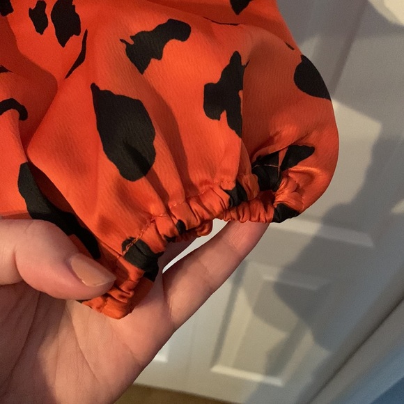 Animal Print Orange Satin Dress - Picture 5 of 8